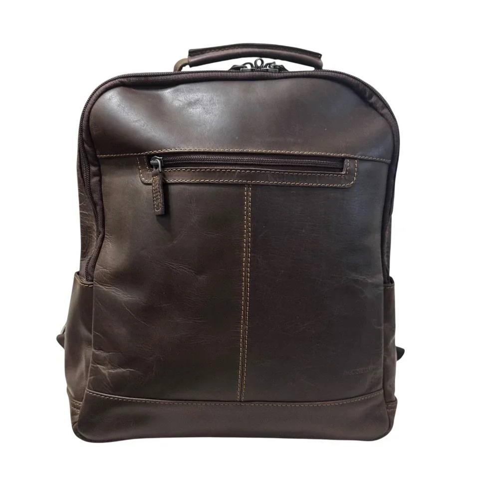 Jack Georges Voyager Compact Convertible Backpack Crossbody Brown Leather #7534